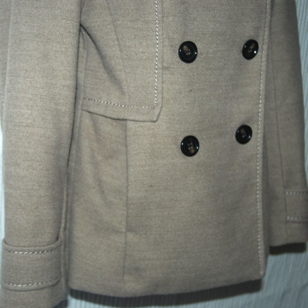 H&M Tan Double Breasted Pea Coat Jacket Size 4 - Picture 3 of 7